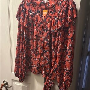 Collective Concepts Floral Red Women's Top